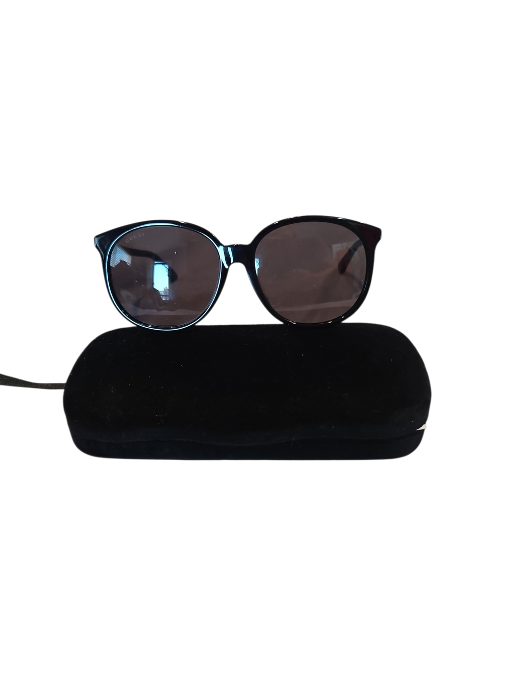 Gucci Woman Black Round Acetate Frame Sunglasses Lightweight